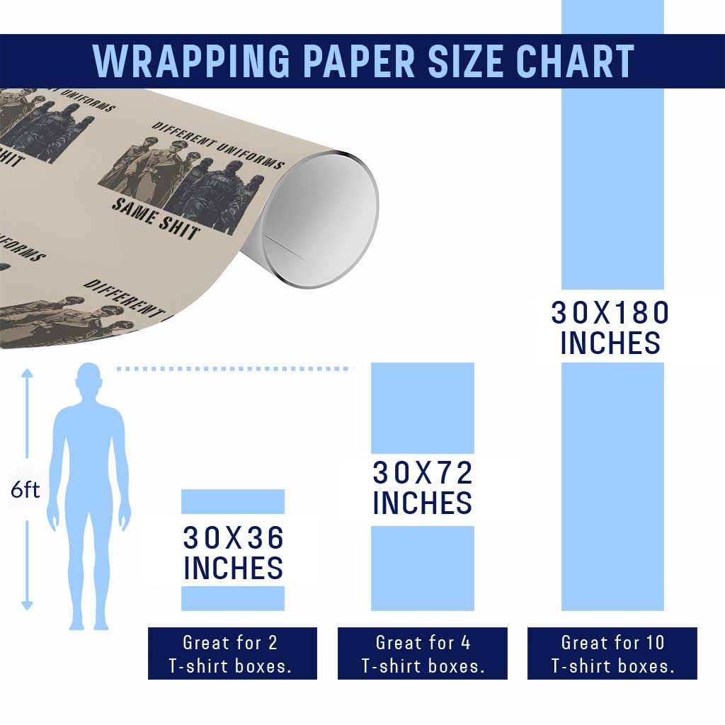 Different Uniforms Same Shit Sarcastic Wrapping Paper Roll Anti Authoritarian Fascism Protest