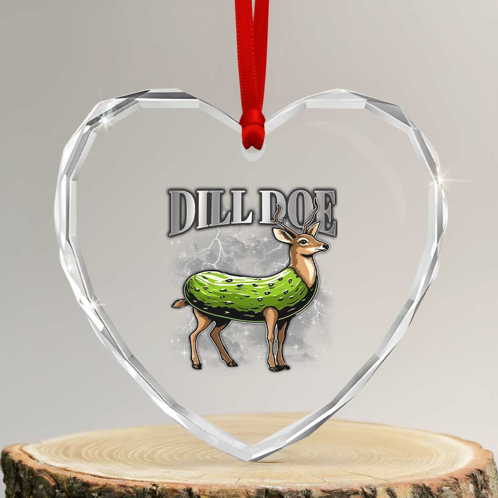 Dill Doe Heart Crystal Glass Ornament Funny Adult Humor Pickle Deer Bootleg Graphic 90s - Wonder Print Shop