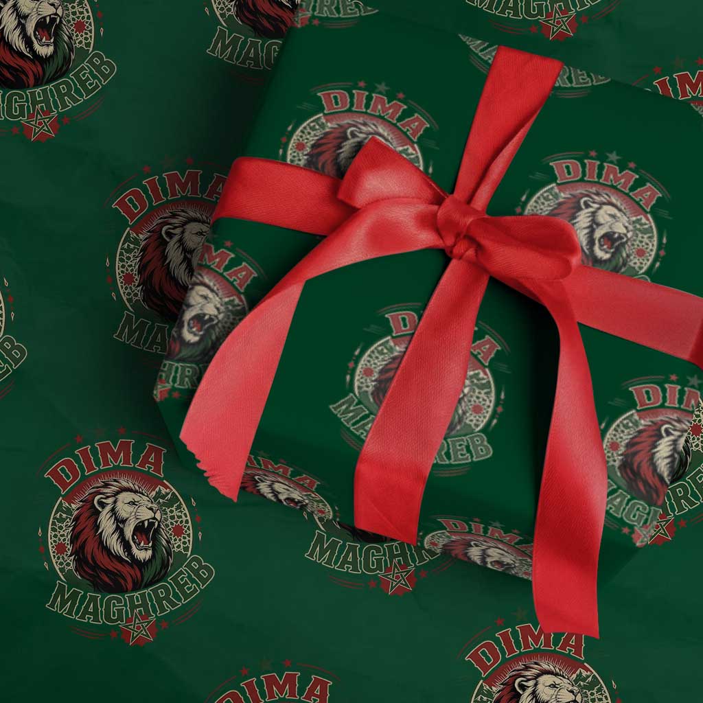 Dima Maghreb Morocco Lion Roar Wrapping Paper Roll Proud Patriotic Moroccan Spirit Heritage Support