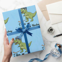 Dino Hates Ice Hockey Wrapping Paper Roll Funny Ice Sports Dinosaur Gift - Wonder Print Shop