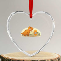 Dino Nuggets Chasing Cat Heart Crystal Glass Ornament Funny Nugget Lover Gift - Wonder Print Shop
