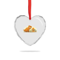 Dino Nuggets Chasing Cat Heart Crystal Glass Ornament Funny Nugget Lover Gift - Wonder Print Shop