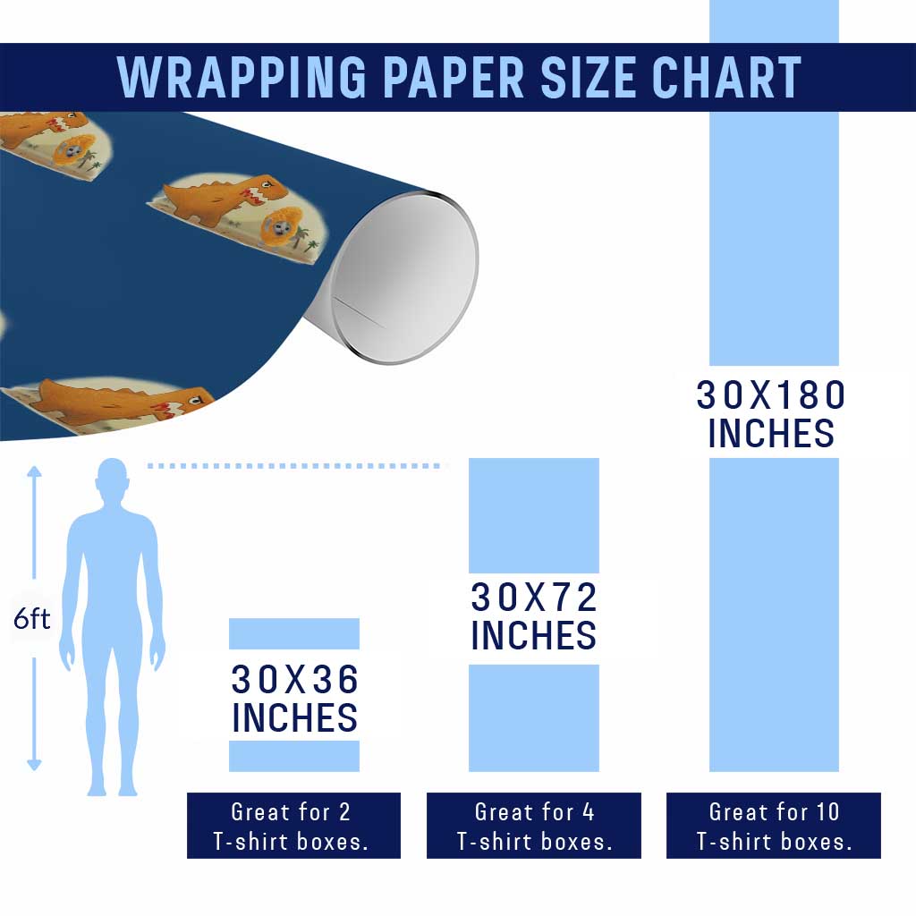 Dino Nuggets Chasing Cat Wrapping Paper Roll Funny Nugget Lover Gift - Wonder Print Shop