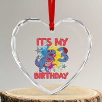 Dino Spider Its My 3rd Birthday Heart Crystal Glass Ornament Dinosaur Gift For Boys