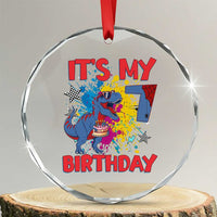 Dino Spider Its My 7th Birthday Crystal Glass Ornament Dinosaur Gift For Boys