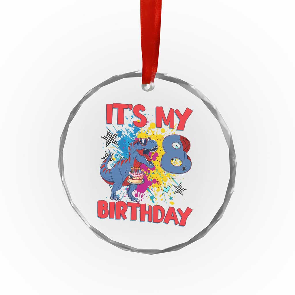 Dino Spider Its My 8th Birthday Crystal Glass Ornament Dinosaur Gift For Boys