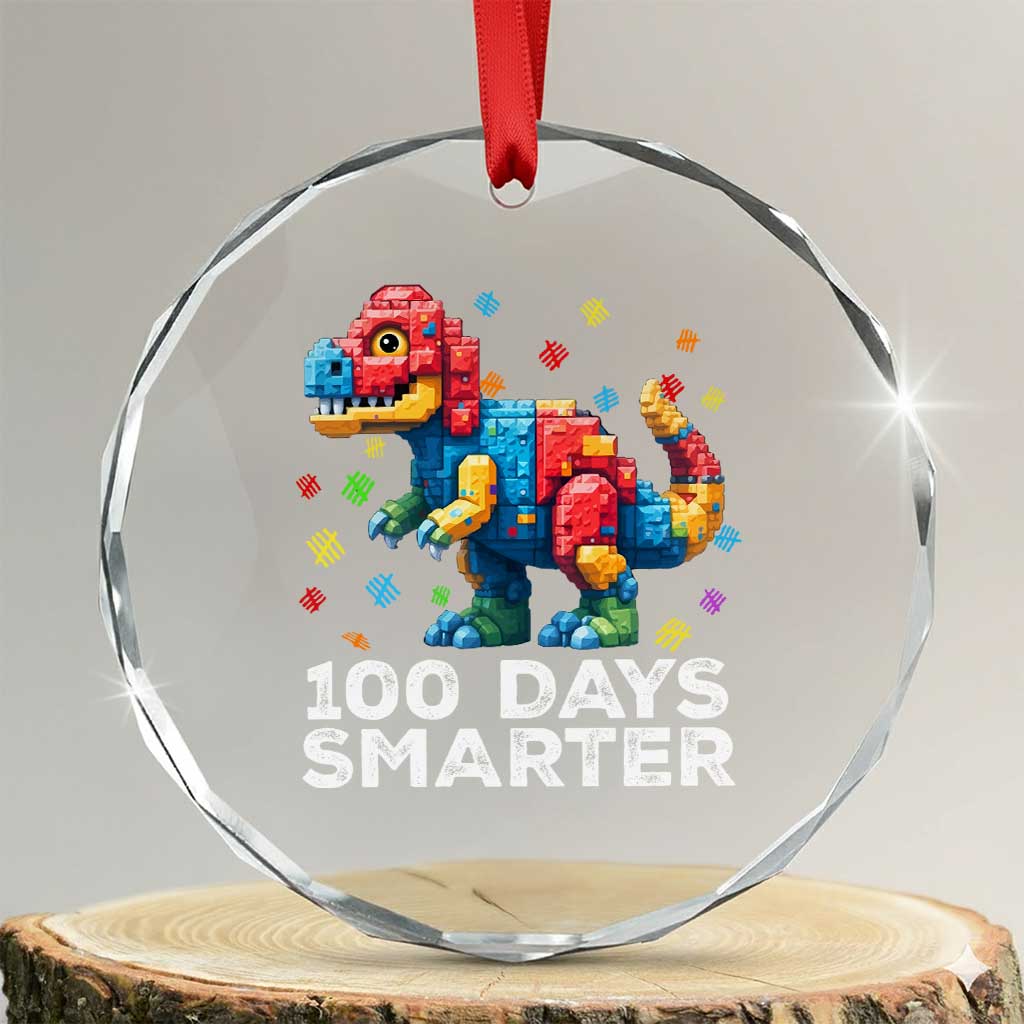 Dinosaur 100 Days Smarter Crystal Glass Ornament Building Bricks Dinosaur 100th Day Kids