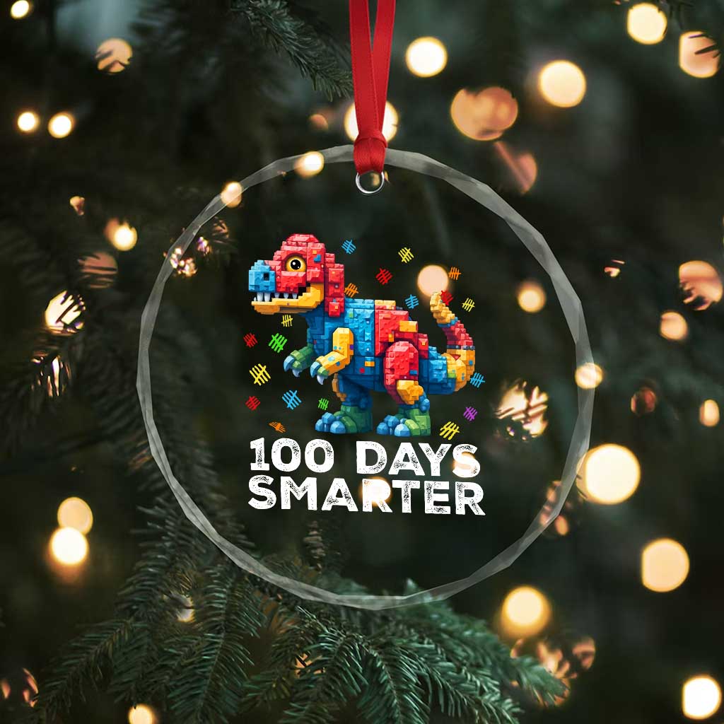 Dinosaur 100 Days Smarter Crystal Glass Ornament Building Bricks Dinosaur 100th Day Kids