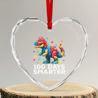 Dinosaur 100 Days Smarter Heart Crystal Glass Ornament Building Bricks Dinosaur 100th Day Kids