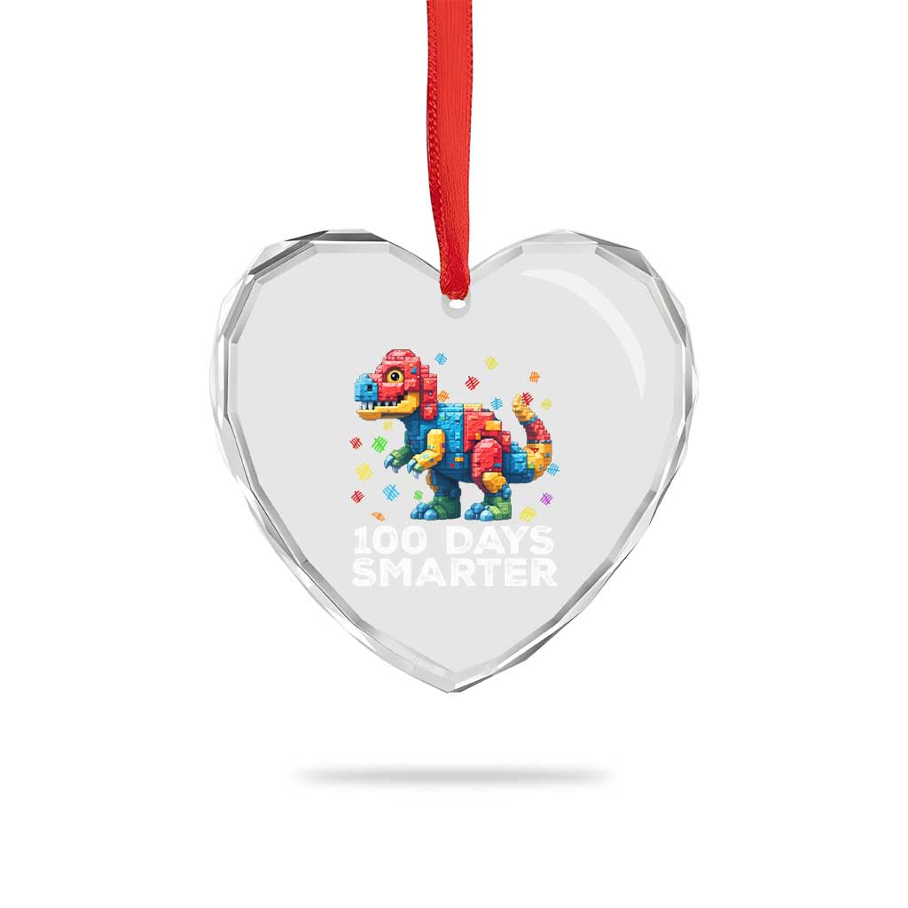 Dinosaur 100 Days Smarter Heart Crystal Glass Ornament Building Bricks Dinosaur 100th Day Kids