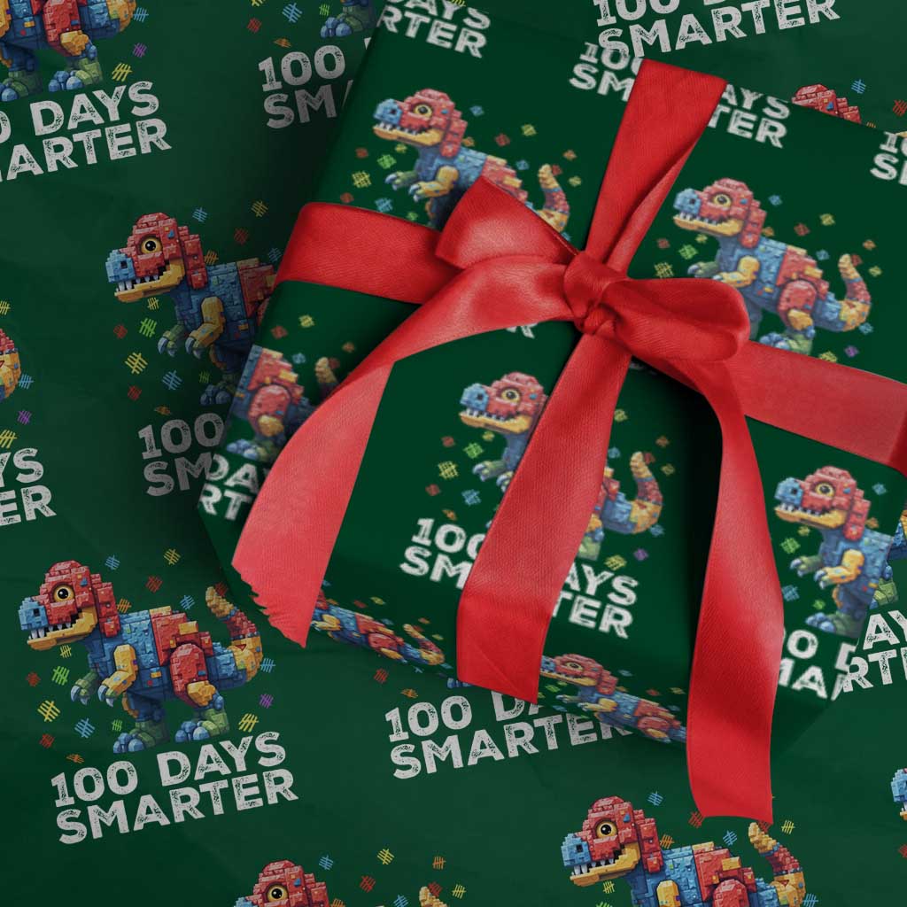 Dinosaur 100 Days Smarter Wrapping Paper Roll Building Bricks Dinosaur 100th Day Kids