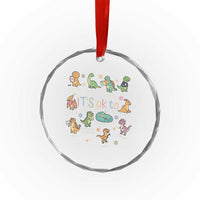 Dinosaur Autism Awareness Crystal Glass Ornament It Is Okay to Be Different Dino Lover