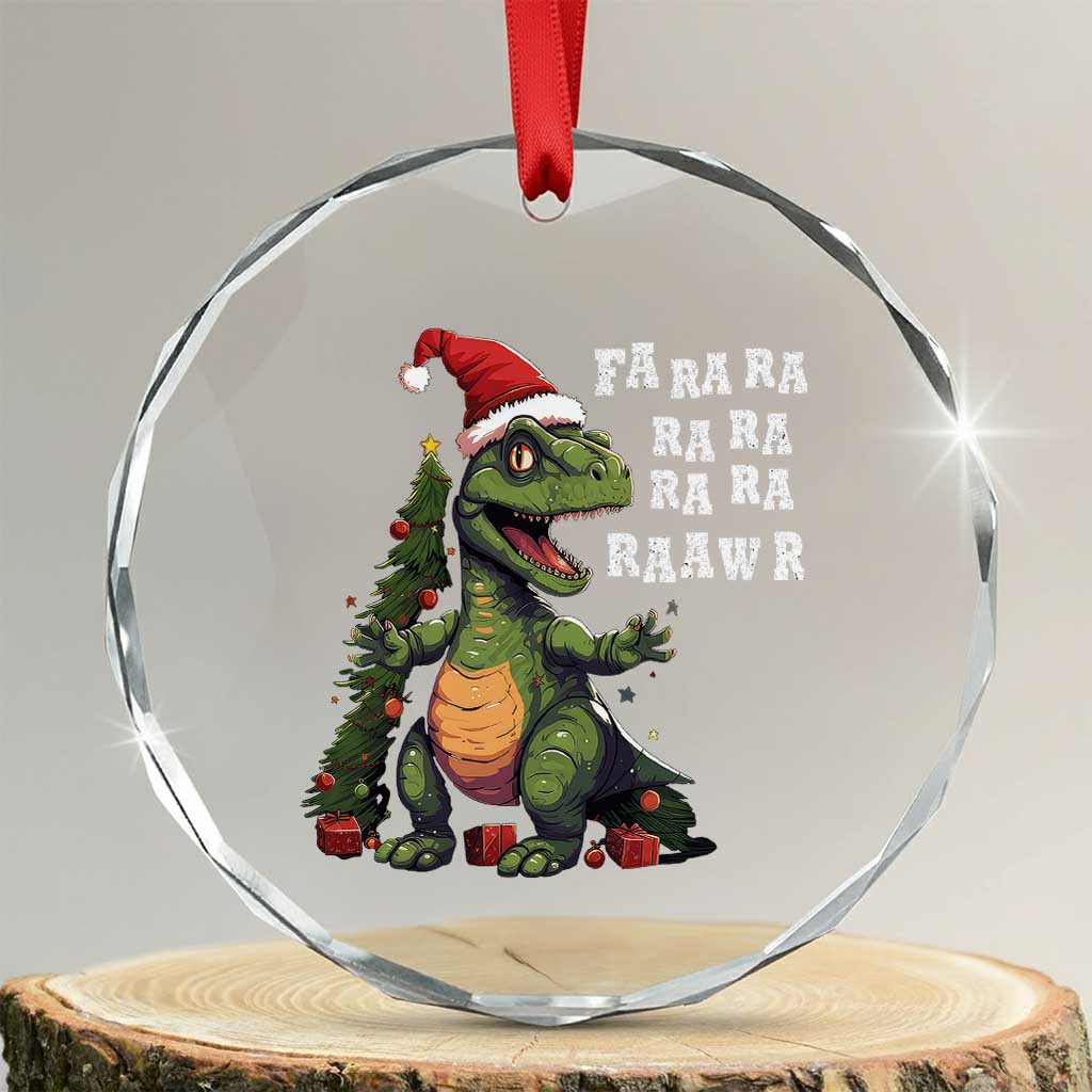 Dinosaur Christmas Crystal Glass Ornament Fa Ra Ra Ra Rawr Xmas Tree Santa Rex Lover TS02