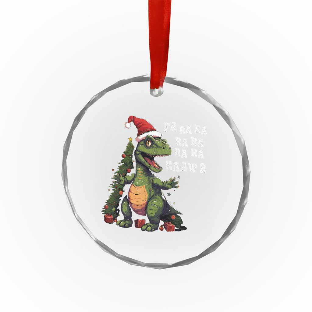 Dinosaur Christmas Crystal Glass Ornament Fa Ra Ra Ra Rawr Xmas Tree Santa Rex Lover TS02