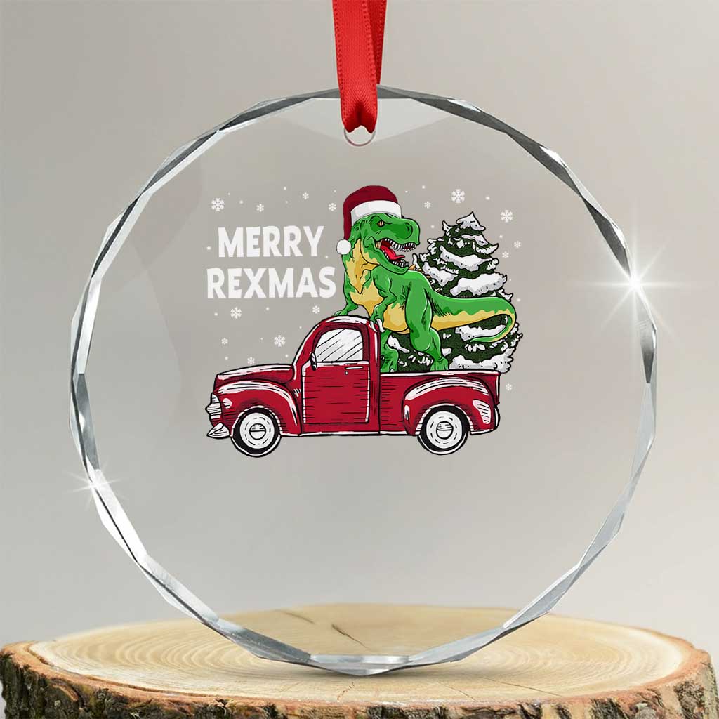 Dinosaur Christmas Tree Crystal Glass Ornament Merry Rexmas Xmas Pet Dino Trex Red Truck Family TS10