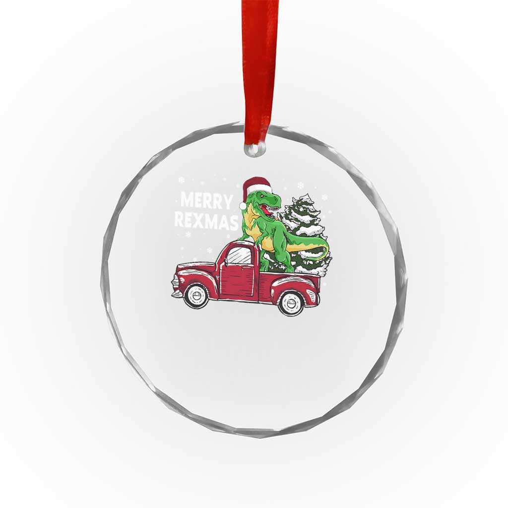 Dinosaur Christmas Tree Crystal Glass Ornament Merry Rexmas Xmas Pet Dino Trex Red Truck Family TS10