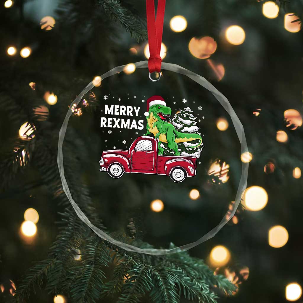 Dinosaur Christmas Tree Crystal Glass Ornament Merry Rexmas Xmas Pet Dino Trex Red Truck Family TS10