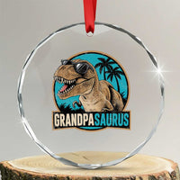 Dinosaur Grandfather Crystal Glass Ornament Funny Grandpasaurus Fathers Day Family Matching