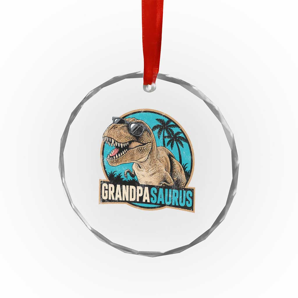Dinosaur Grandfather Crystal Glass Ornament Funny Grandpasaurus Fathers Day Family Matching