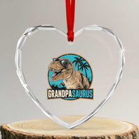 Dinosaur Grandfather Heart Crystal Glass Ornament Funny Grandpasaurus Fathers Day Family Matching