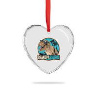 Dinosaur Grandfather Heart Crystal Glass Ornament Funny Grandpasaurus Fathers Day Family Matching