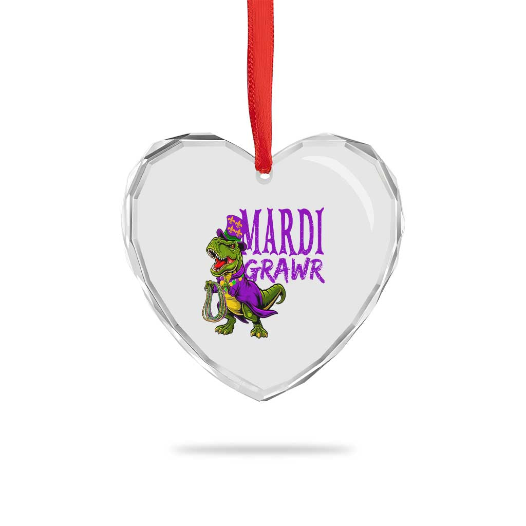 Dinosaur Mardi Gras Heart Crystal Glass Ornament Funny Meme New Orleans Party Custume Beads - Wonder Print Shop