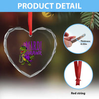 Dinosaur Mardi Gras Heart Crystal Glass Ornament Funny Meme New Orleans Party Custume Beads - Wonder Print Shop