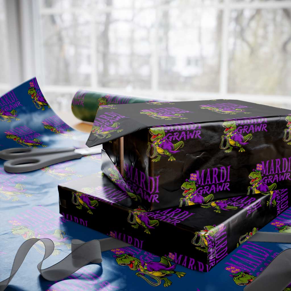 Dinosaur Mardi Gras Wrapping Paper Roll Funny Meme New Orleans Party Custume Beads - Wonder Print Shop