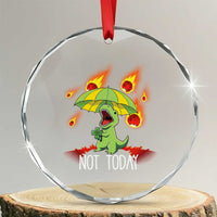 Dinosaur Meteor Shower Astronomy Humor Crystal Glass Ornament Not Today