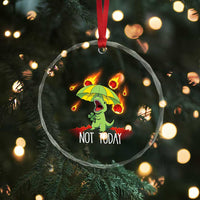 Dinosaur Meteor Shower Astronomy Humor Crystal Glass Ornament Not Today
