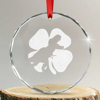 Dinosaur St Patricks Day Shamrock Crystal Glass Ornament Silhouette Boys Toddler Kids