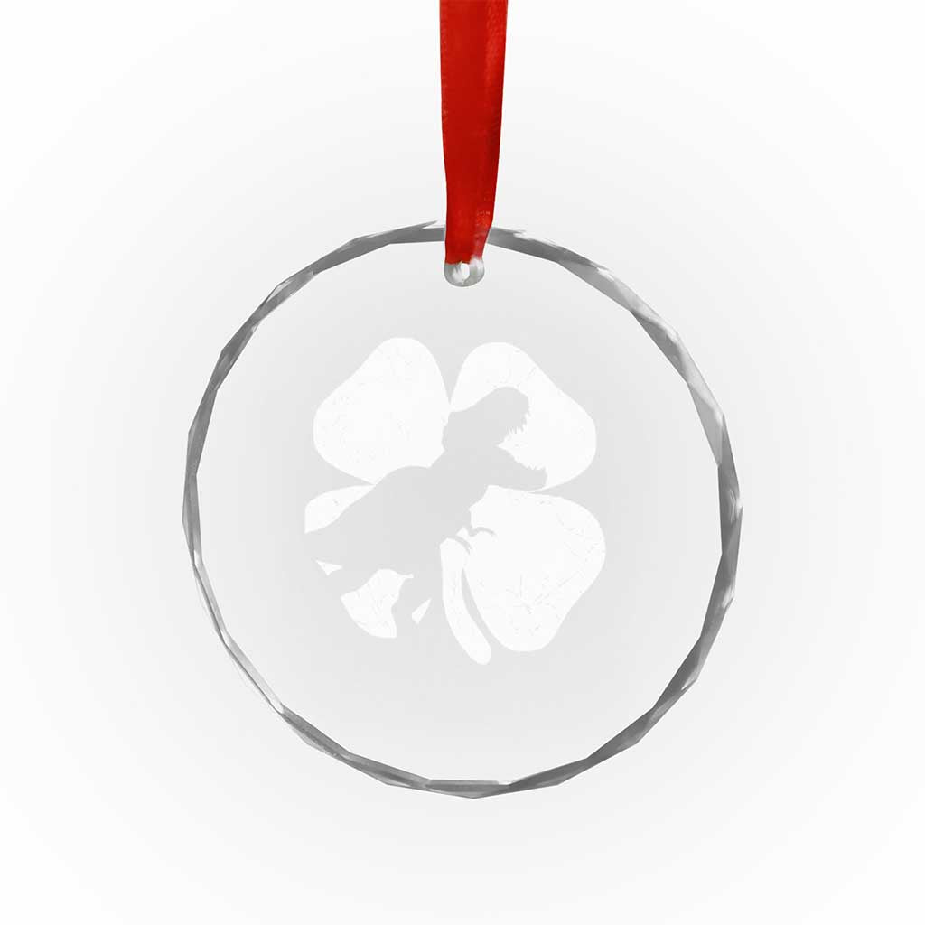 Dinosaur St Patricks Day Shamrock Crystal Glass Ornament Silhouette Boys Toddler Kids