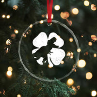 Dinosaur St Patricks Day Shamrock Crystal Glass Ornament Silhouette Boys Toddler Kids
