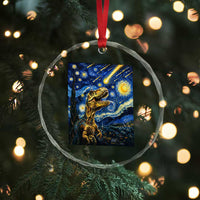 Dinosaur Starry Night Meteor Shower Crystal Glass Ornament Astronomy Lover Gift