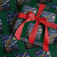Dinosaur Starry Night Meteor Shower Wrapping Paper Roll Astronomy Lover Gift
