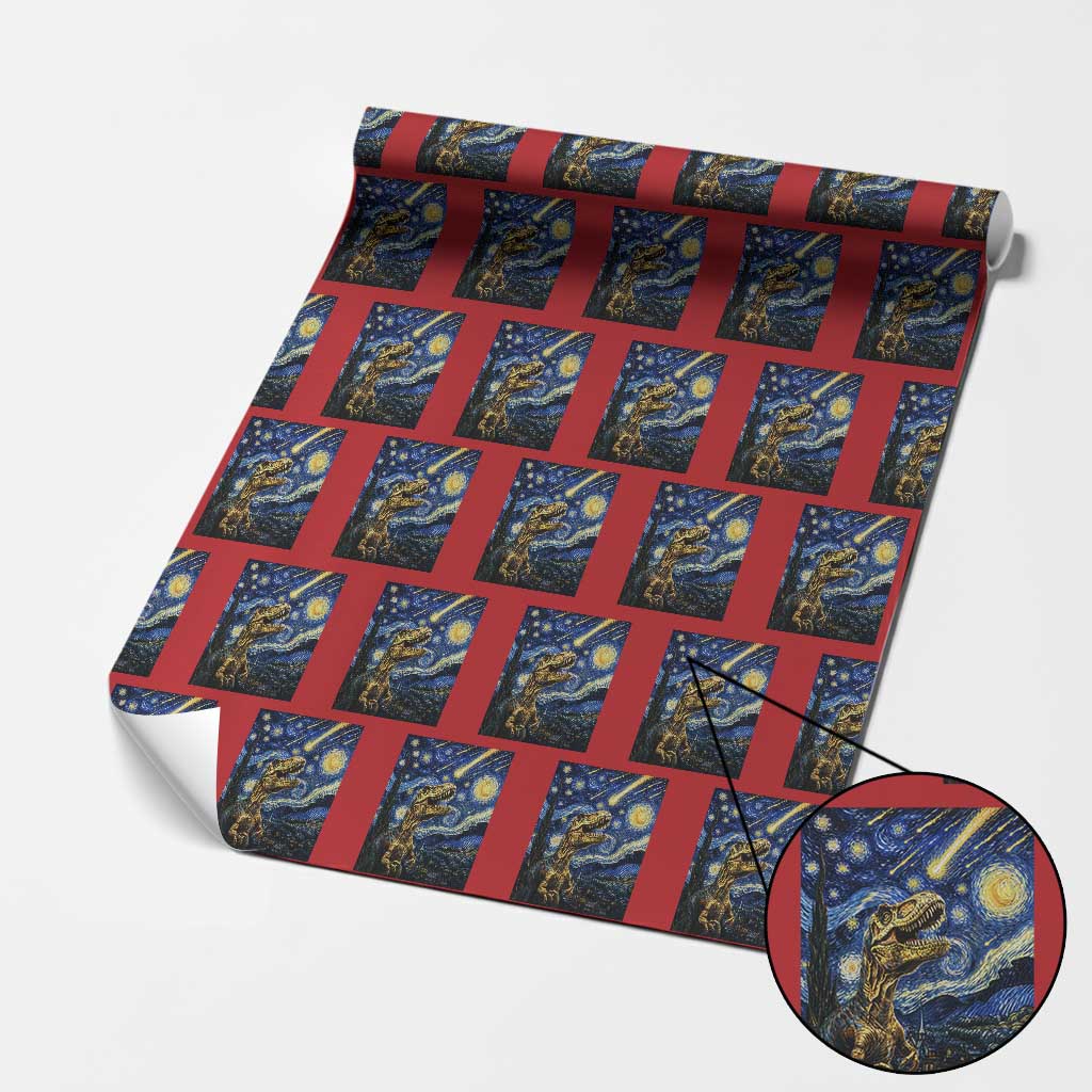 Dinosaur Starry Night Meteor Shower Wrapping Paper Roll Astronomy Lover Gift