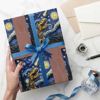 Dinosaur Starry Night Meteor Shower Wrapping Paper Roll Astronomy Lover Gift