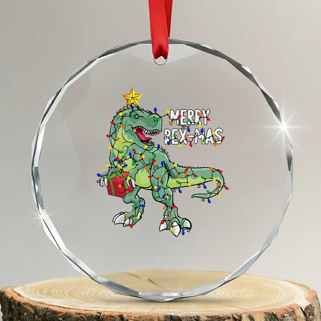Dinosaur Xmas Tree Rex Crystal Glass Ornament Merry Rex-Mas Xmas Pet Dino Trex TS10