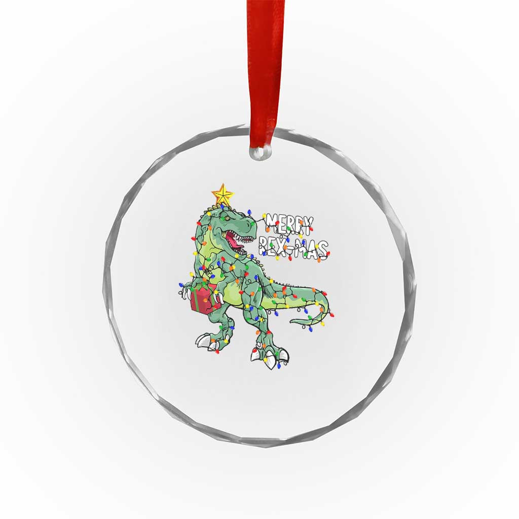 Dinosaur Xmas Tree Rex Crystal Glass Ornament Merry Rex-Mas Xmas Pet Dino Trex TS10