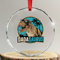 Dinosuar Dad Crystal Glass Ornament Funny Dadasaurus Fathers Day Family Matching