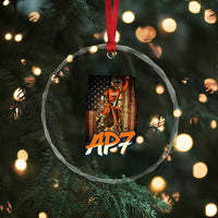 Dirt Bike American Flag Crystal Glass Ornament - Wonder Print Shop