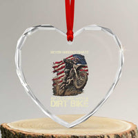 Dirt Bike American Flag Heart Crystal Glass Ornament Never Underestimate An Old Man With A Dirt Bike Motocross - Wonder Print Shop