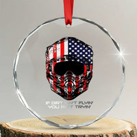 Dirt Bike American Flag Patriotic Crystal Glass Ornament If Dirt Ain't Flyin You Ain't Tryin - Wonder Print Shop