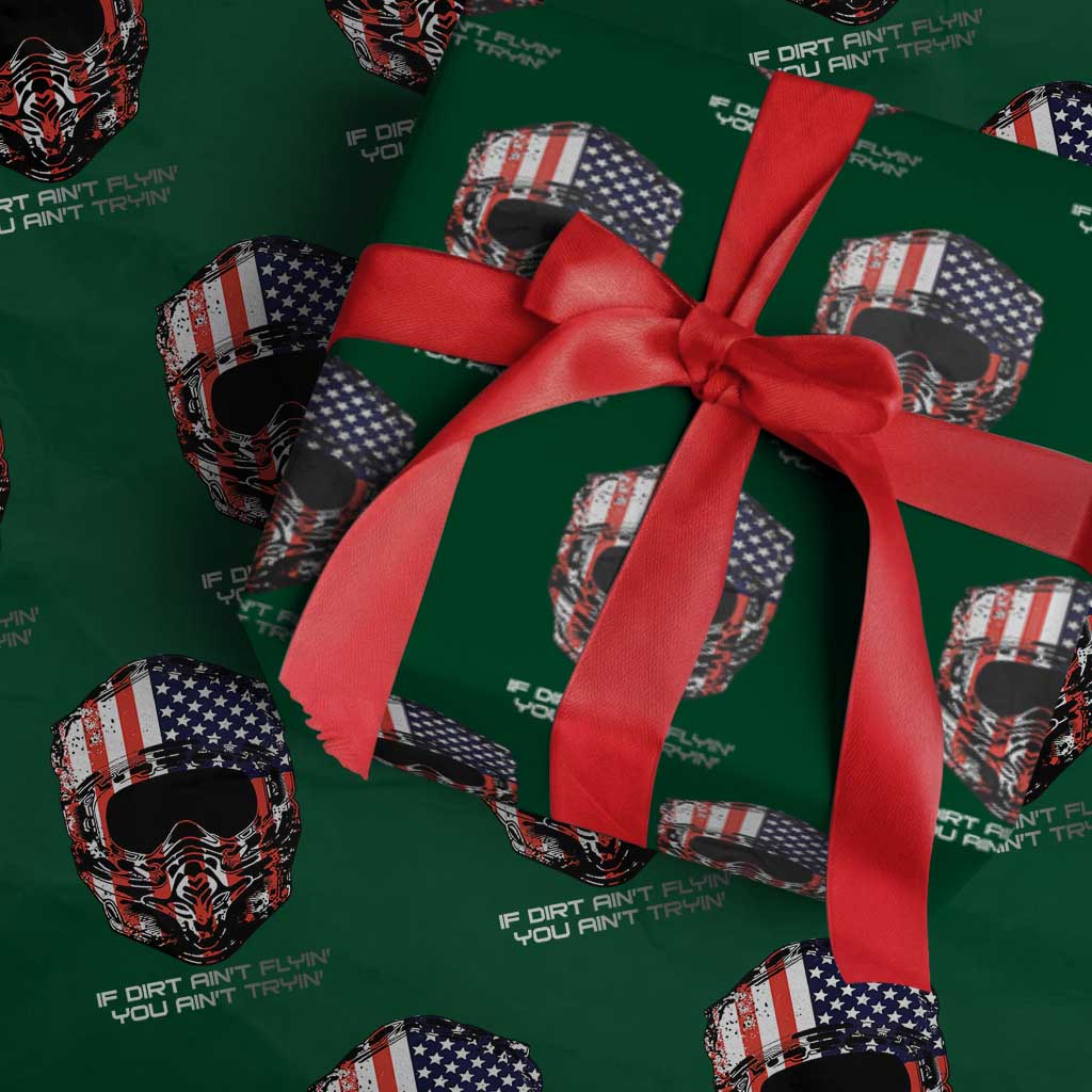 Dirt Bike American Flag Patriotic Wrapping Paper Roll If Dirt Ain't Flyin You Ain't Tryin - Wonder Print Shop