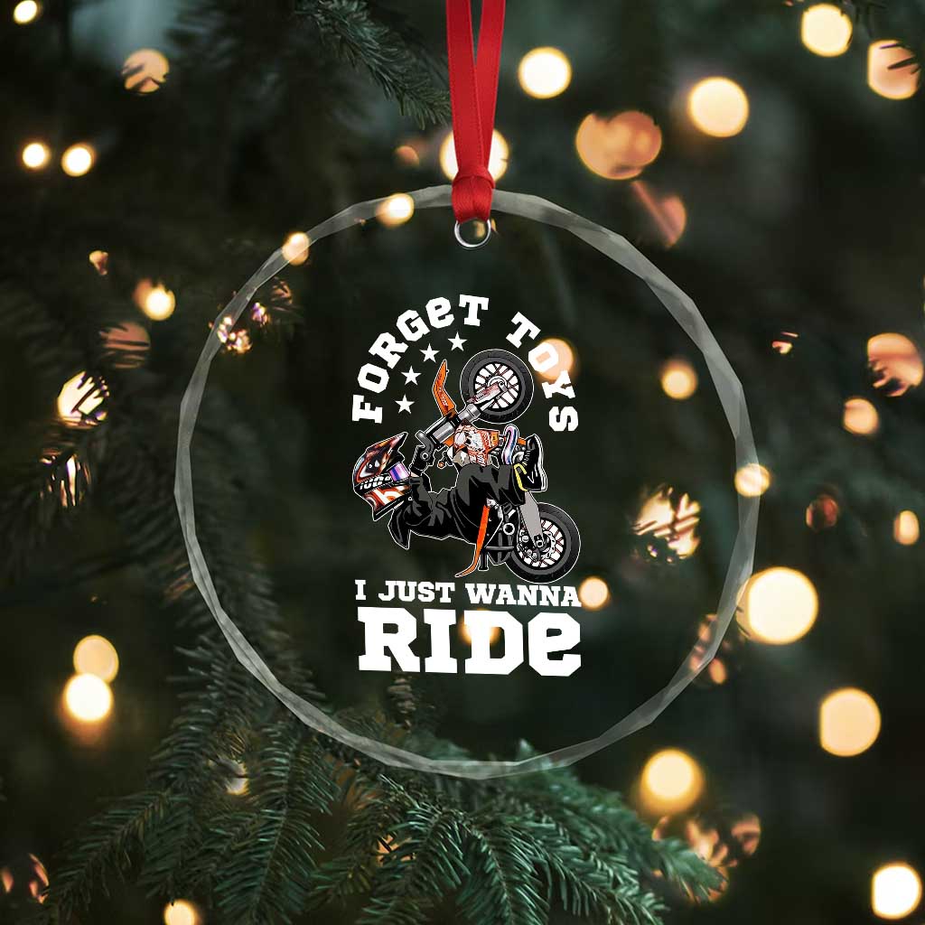 Dirt Bike Boys Crystal Glass Ornament Funny Forgive Toys I Just Wanna Ride Motocross Rider - Wonder Print Shop