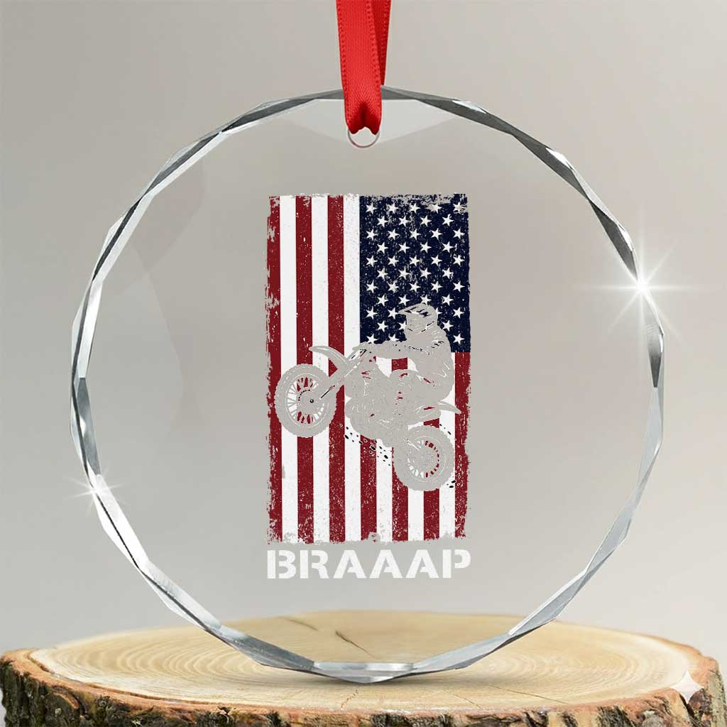 Dirt Bike Crystal Glass Ornament Braaap American Flag Motocross TS14