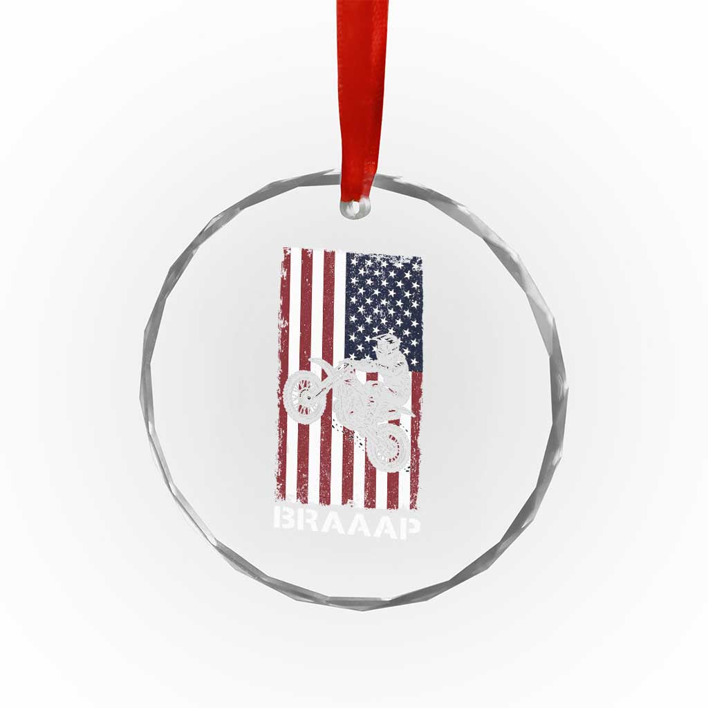 Dirt Bike Crystal Glass Ornament Braaap American Flag Motocross TS14