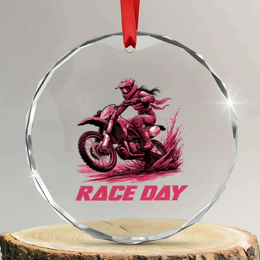Dirt Bike Girl Crystal Glass Ornament Motocross Racing Women TS14