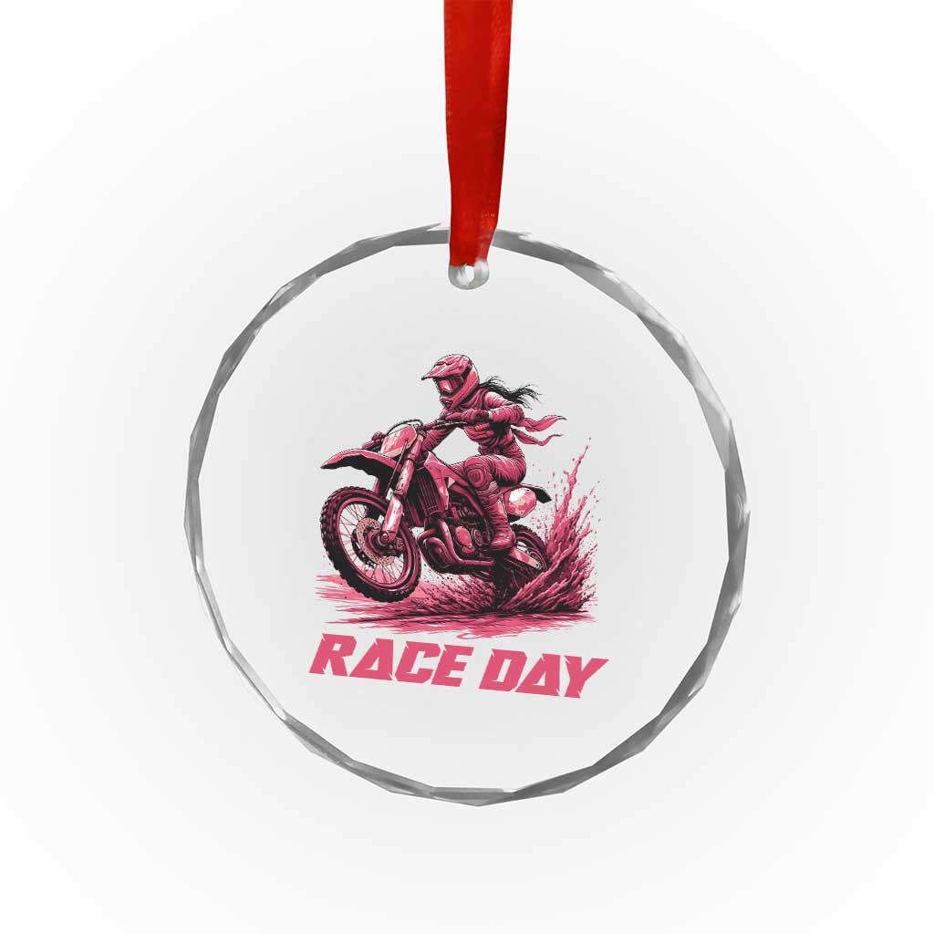 Dirt Bike Girl Crystal Glass Ornament Motocross Racing Women TS14