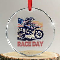 Dirt Bike Girl Crystal Glass Ornament Patriotic Motocross American Flag Racing TS14